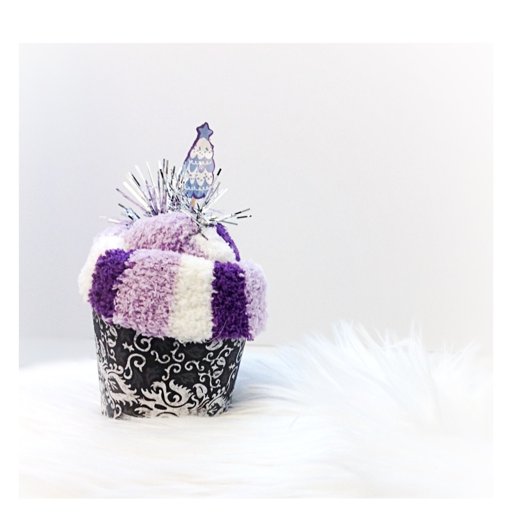 Sock Cupcake Fuzzy Cozy Fun Christmas Holiday Gift